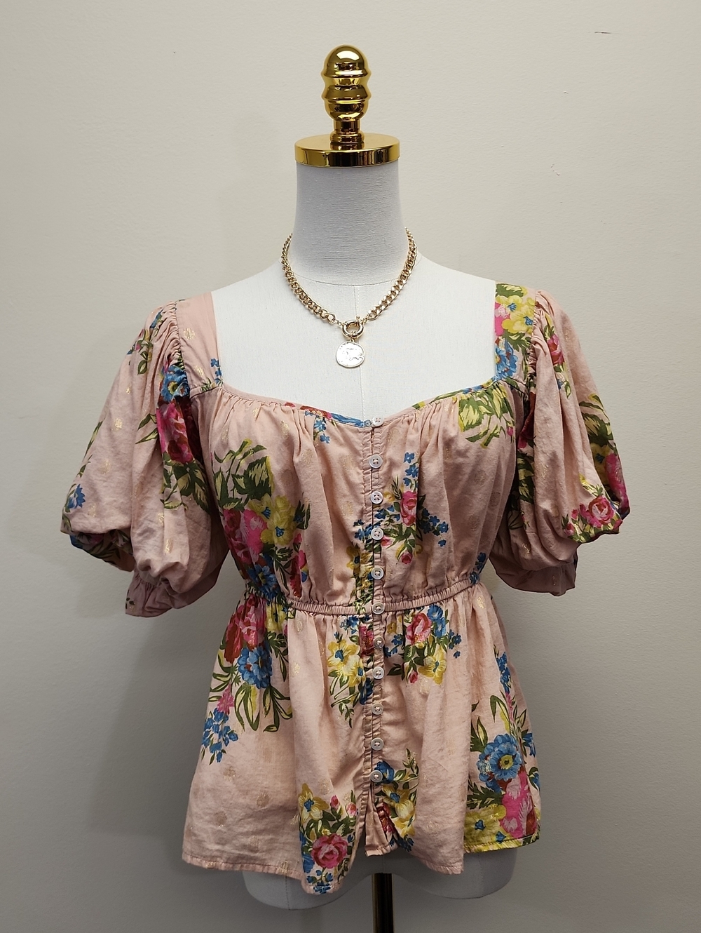 Love The Label Pink Floral Blouse Size Small